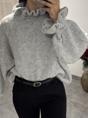 Pull Fluffy gris clair 